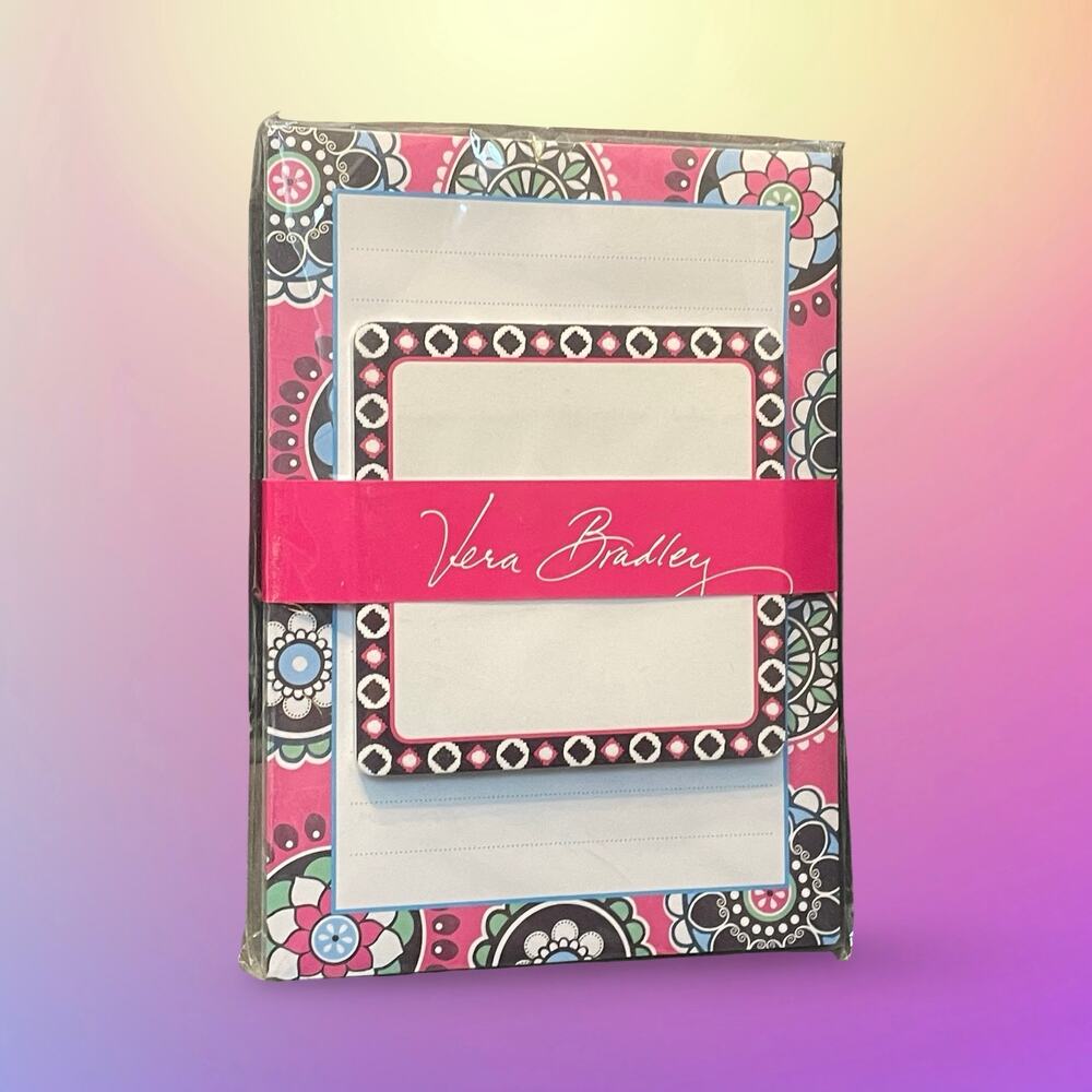 Vera Bradley Note Pad Set Sticky Notes Cupcake Pink Paisley Sealed Retired New